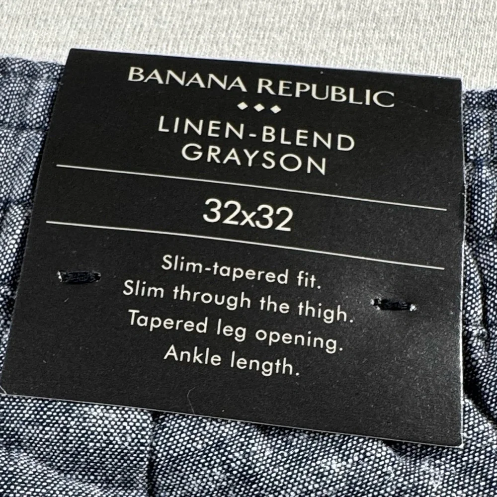 Banana Republic Grayson Linen-Blend Slim Tapered Pants Blue 32x32 NWT